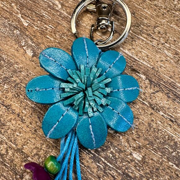 Leather Flower Purse Charm Genuine Leather Bag Charm NEW FAST SHIP - Picture 6 of 7